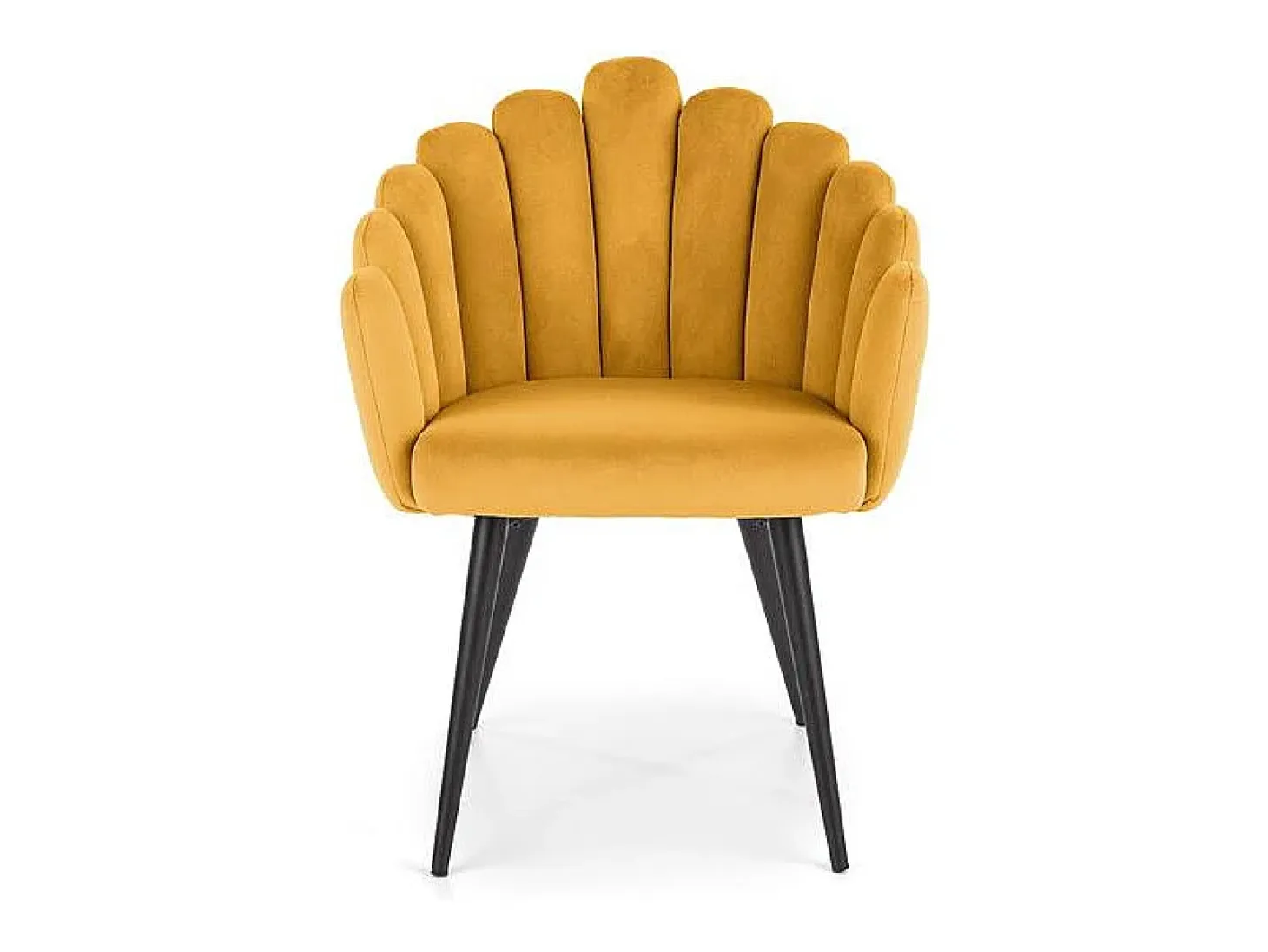 Silla de comedor de diseño en terciopelo amarillo Amboise