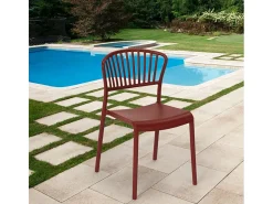 Silla de comedor de diseño moderno para interiores y exteriores Vivienne - Rojo
