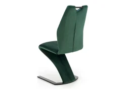 Silla de comedor de diseño en terciopelo verde con base de metal negro VIDAR