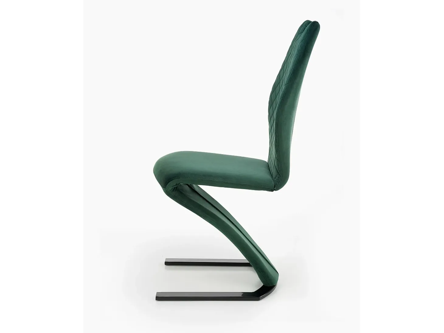 Silla de comedor de diseño en terciopelo verde con base de metal negro VIDAR