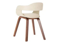 Silla de comedor de madera curvada y cuero artificial blanco ES628703