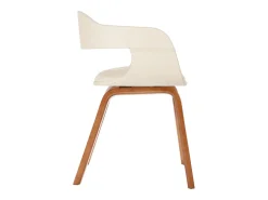 Silla de comedor de madera curvada y cuero artificial blanco ES628703