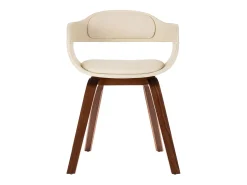 Silla de comedor de madera curvada y cuero artificial blanco ES628703