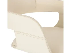 Silla de comedor de madera curvada y cuero artificial blanco ES628703