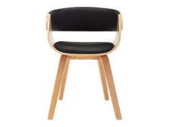 Silla de comedor de madera curvada y cuero sintético negro