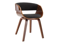 Silla de comedor de madera curvada gris y tela