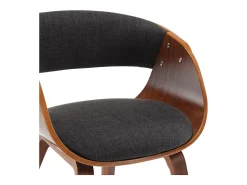 Silla de comedor de madera curvada gris y tela
