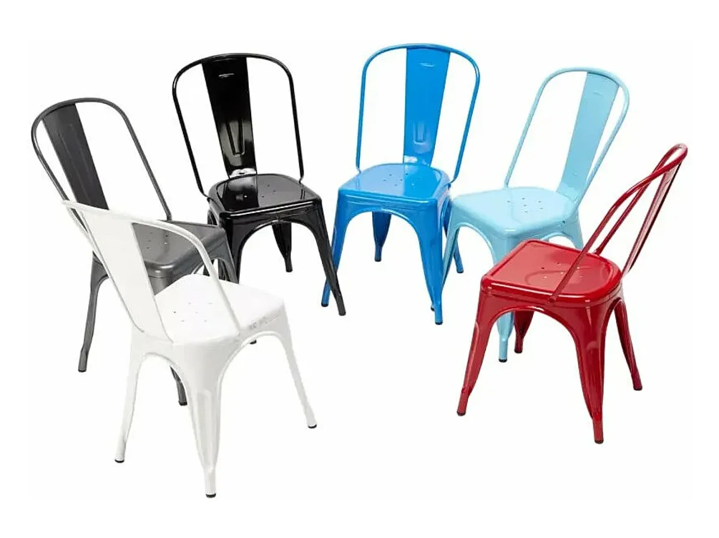 silla de comedor de metal para cocinas y bares steel one - Azul