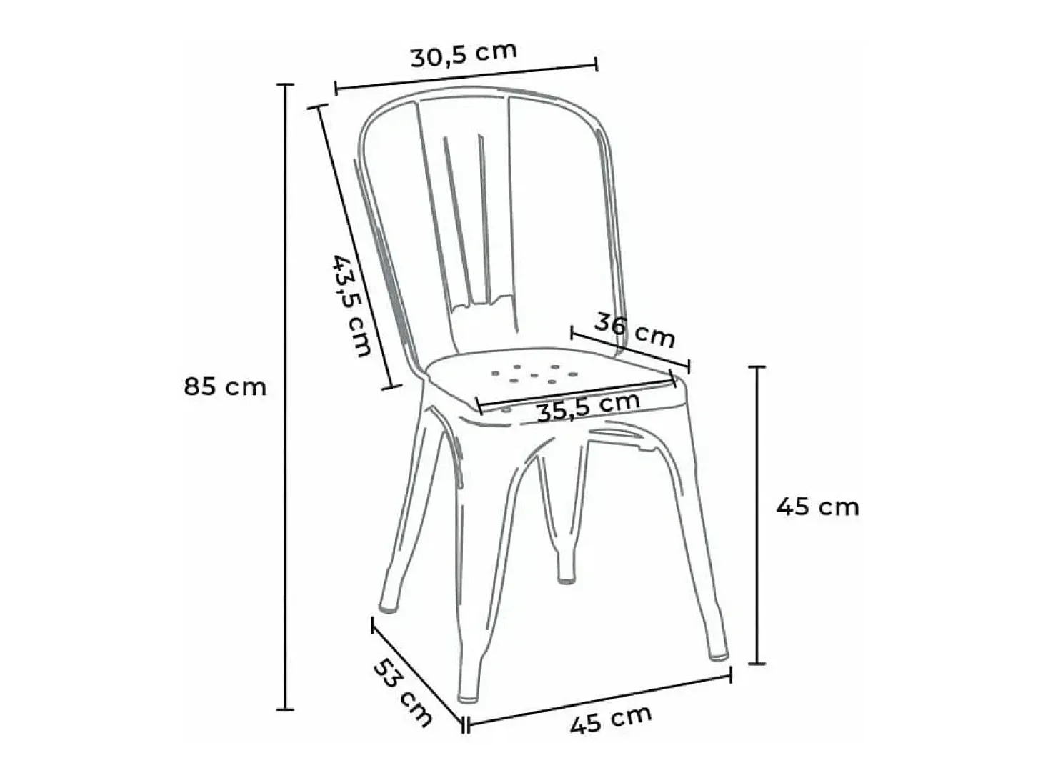 silla de comedor de metal para cocinas y bares steel one - Azul