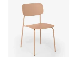 Silla de comedor de polipropileno y metal cocina diseño moderno Josy - Rosa