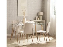 Silla de comedor de Tela Beige 86 x 44- Mika