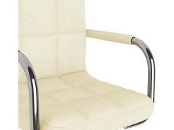 Silla de comedor de tela color crema