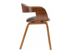 Silla de comedor de tela gris oscuro y madera curvada
