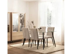 Silla de comedor de Tela Beige 92 x 44- Leia
