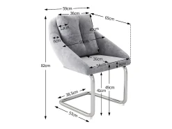 Silla de comedor de terciopelo gris, sillón giratorio de lujo con cojines, diseño ergonómico, patas curvas (72,39 x 60,96 x 50,17 cm)