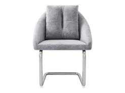 Silla de comedor de terciopelo gris, sillón giratorio de lujo con cojines, diseño ergonómico, patas curvas (72,39 x 60,96 x 50,17 cm)
