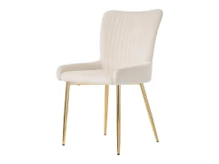 Silla de comedor de terciopelo, lote de 6, tumbona con cuatro patas de metal dorado, beige
