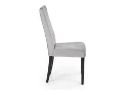 Silla de comedor de terciopelo gris con patas de madera maciza de haya pintada de negro HAYA