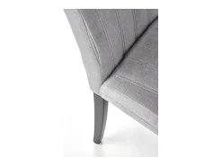 Silla de comedor de terciopelo gris con patas de madera maciza de haya pintada de negro HAYA