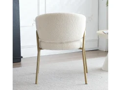 Silla de comedor de terciopelo y metal dorado - blanco - 61 x 48 x 78 cm (1 pieza)