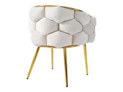 Silla de comedor de terciopelo, patas de metal dorado – beige
