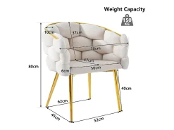 Silla de comedor de terciopelo, patas de metal dorado – beige