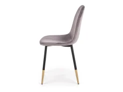Silla de comedor de terciopelo gris con patas de acero negro y dorado SIEMPRE