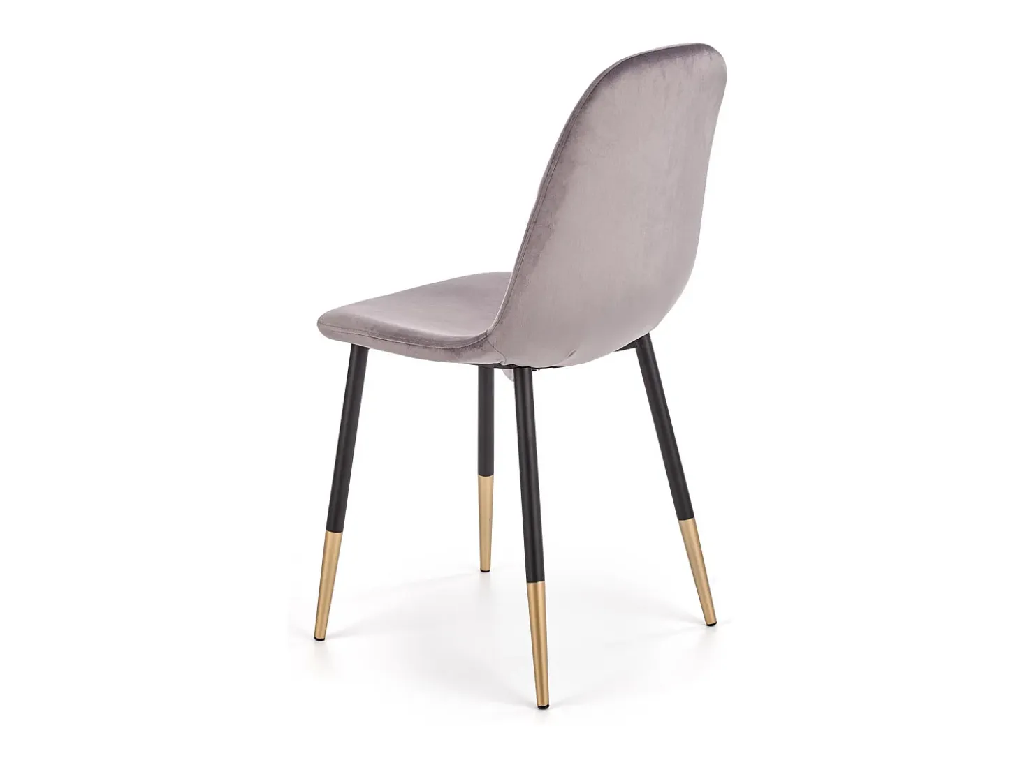 Silla de comedor de terciopelo gris con patas de acero negro y dorado SIEMPRE