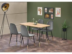 Silla de comedor de terciopelo gris con patas de acero negro y dorado SIEMPRE