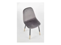 Silla de comedor de terciopelo gris con patas de acero negro y dorado SIEMPRE