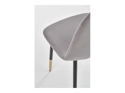 Silla de comedor de terciopelo gris con patas de acero negro y dorado SIEMPRE