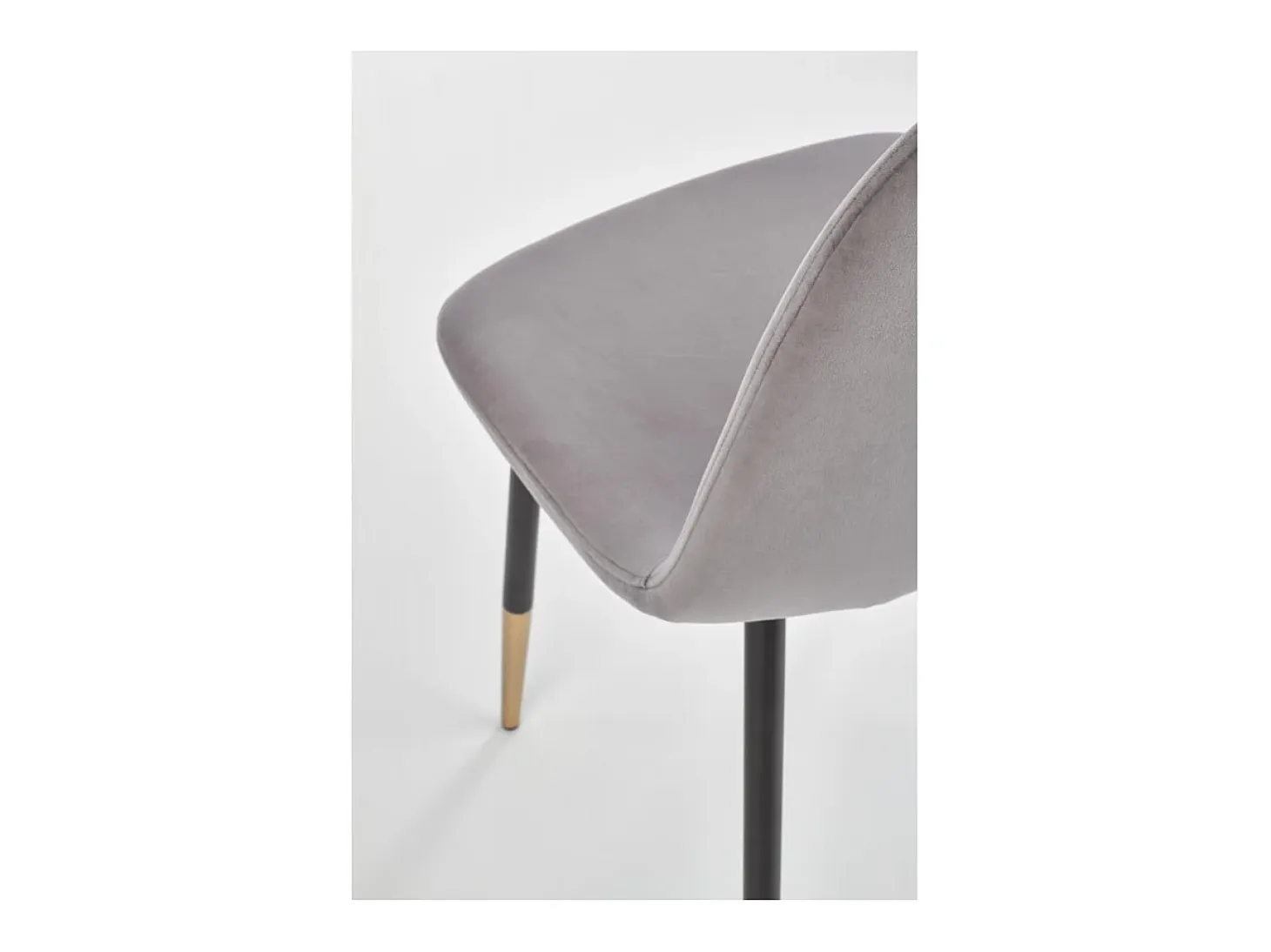 Silla de comedor de terciopelo gris con patas de acero negro y dorado SIEMPRE