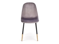 Silla de comedor de terciopelo gris con patas de acero negro y dorado SIEMPRE