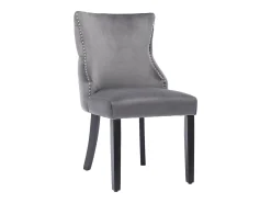 Silla de comedor de terciopelo gris con cómodas patas de madera maciza y diseño acolchado, juego de 2