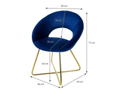 Silla de comedor de terciopelo azul diseño ergonómico asiento moderno curvado