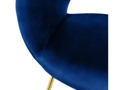 Silla de comedor de terciopelo azul diseño ergonómico asiento moderno curvado