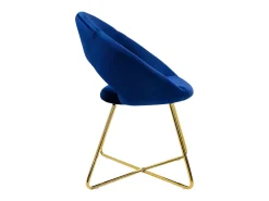Silla de comedor de terciopelo azul diseño ergonómico asiento moderno curvado