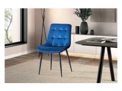 Silla de comedor de terciopelo con patas de metal azul KALI