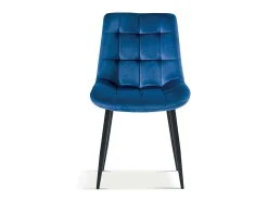 Silla de comedor de terciopelo con patas de metal azul KALI
