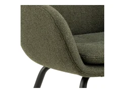 Silla de comedor Dora con reposabrazos tela verde.