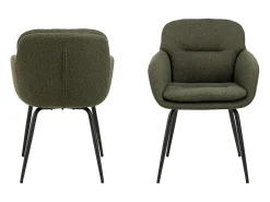 Silla de comedor Dora con reposabrazos tela verde.