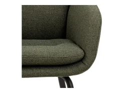 Silla de comedor Dora con reposabrazos tela verde.