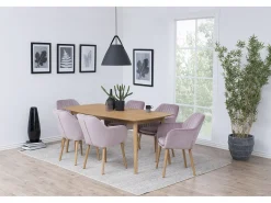 Silla de comedor Emilee, color rosa polvoriento, roble.
