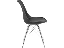 Silla de comedor Erin negra, cromada.