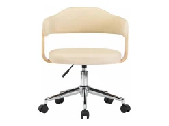 Silla de comedor giratoria madera curvada cuero sintético crema