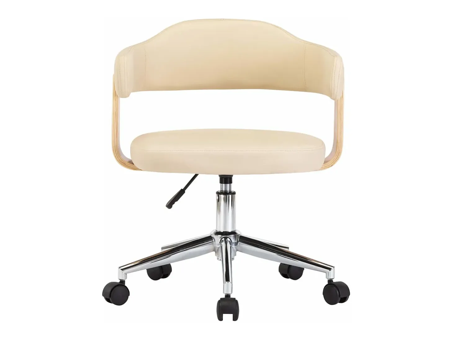 Silla de comedor giratoria madera curvada cuero sintético crema