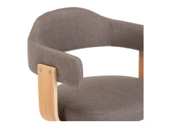 Silla de comedor giratoria color topo de madera curvada y tela