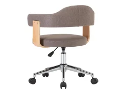 Silla de comedor giratoria color topo de madera curvada y tela