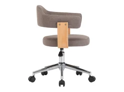 Silla de comedor giratoria color topo de madera curvada y tela