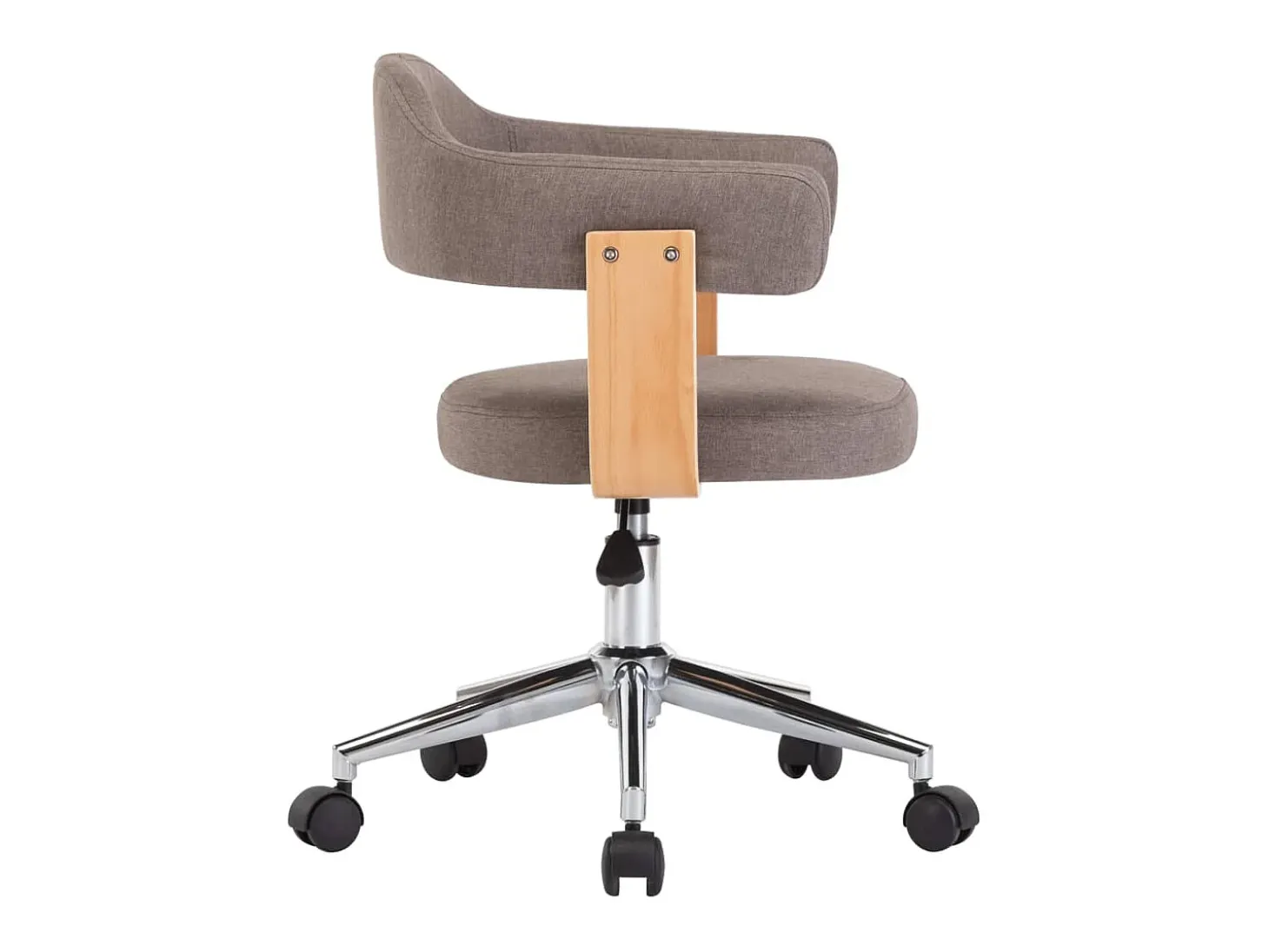 Silla de comedor giratoria color topo de madera curvada y tela